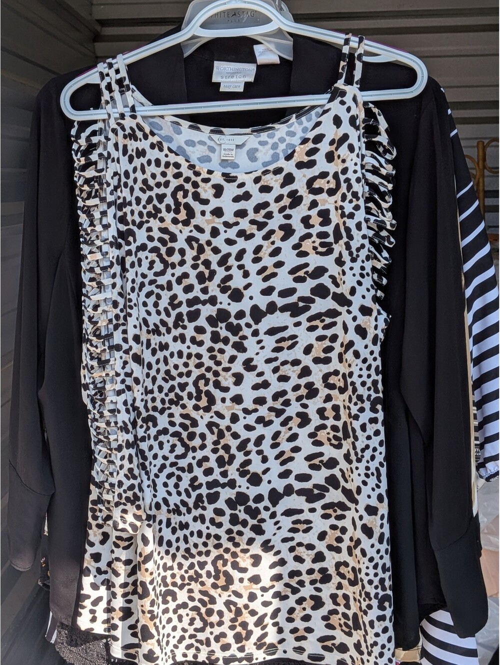 Leopard print top with black sleeves